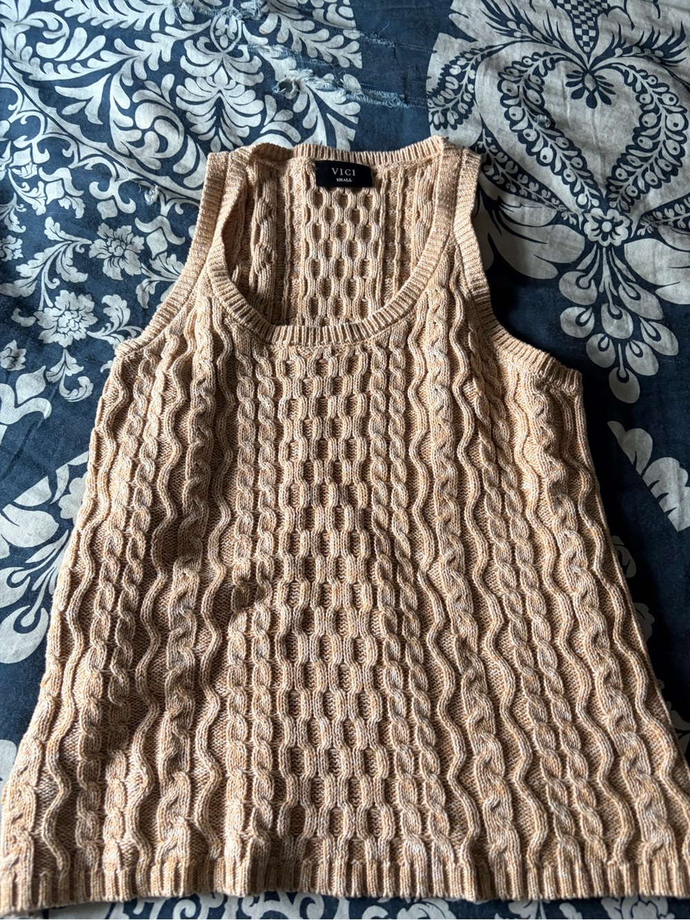 VICI Beige Cable Knit Tank Top
